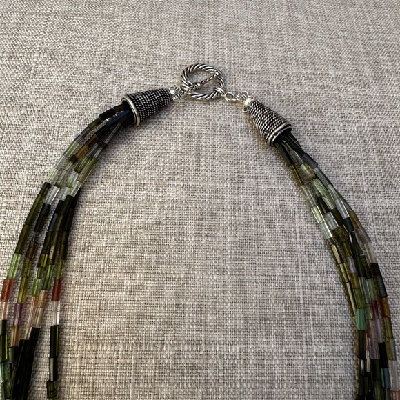 Five Strand Multi Color Tourmaline Gemstone Necklace  18" length - Picture 5 of 8